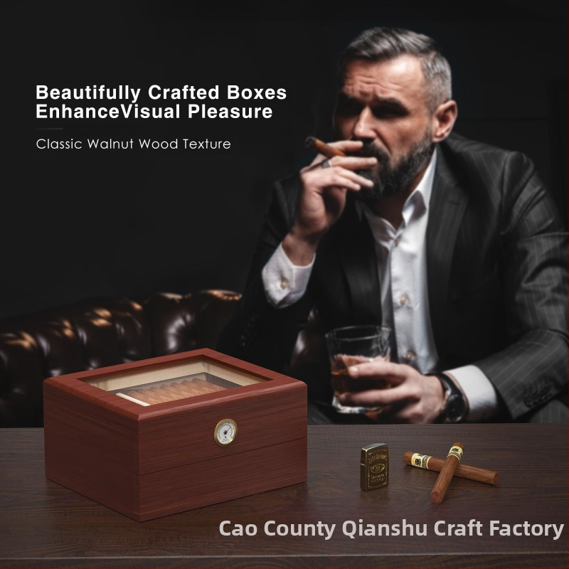 Ξύλινο κουτί για πούρα με συρτάρι, απλός σχεδιασμός, υγραντήρας πούρων, Thousand Trees, δυνατότητα προσαρμογής