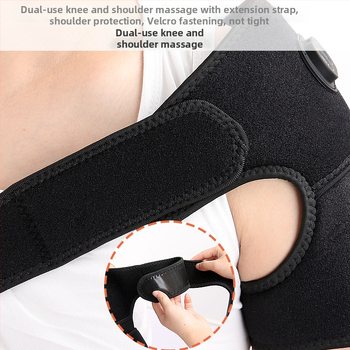 USB įkrovimo peties ir kelio šildymo masažo pagalvėlė su elastine kompresija ir vibraciniu masažu; trys temperatūros nustatymai 45/55/65 °C; išmanus temperatūros reguliavimas; medžiagos: Okcloth, SBR, poliesteris