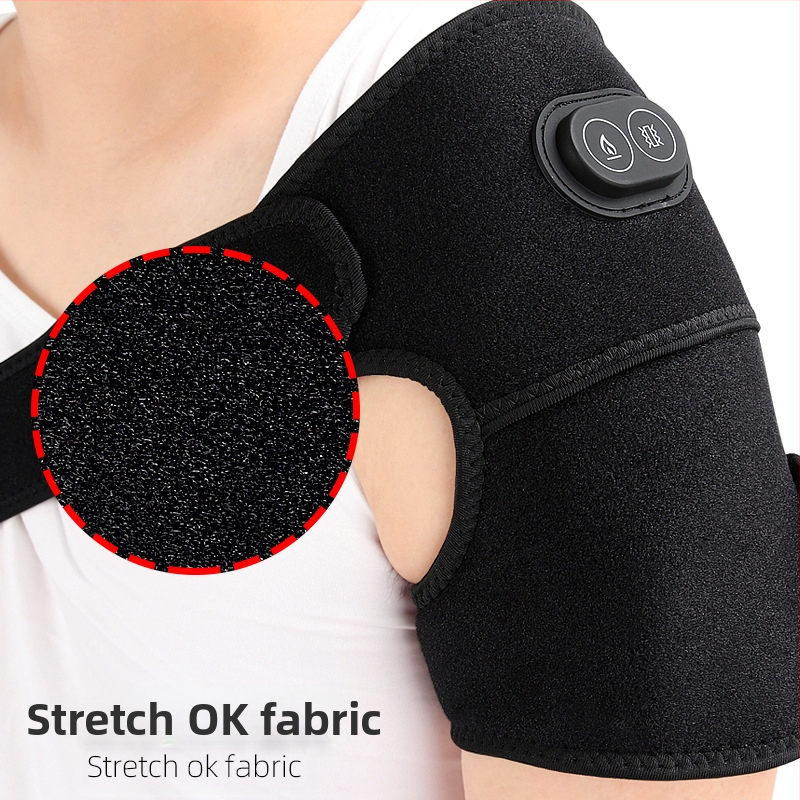 USB зареждаема термоподложка за рамо и коляно с еластична компресия и вибрационен масаж; три температури 45/55/65 °C; интелигентен контрол на температурата; материали: Okcloth, SBR, полиестер