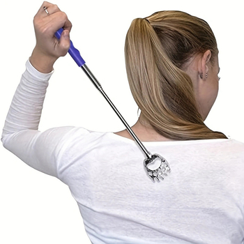 Τηλεσκοπικός ξύστρα για την πλάτη από ανοξείδωτο χάλυβα, σχέδιο αρκούδας-νύχι, μασάζ πλάτης