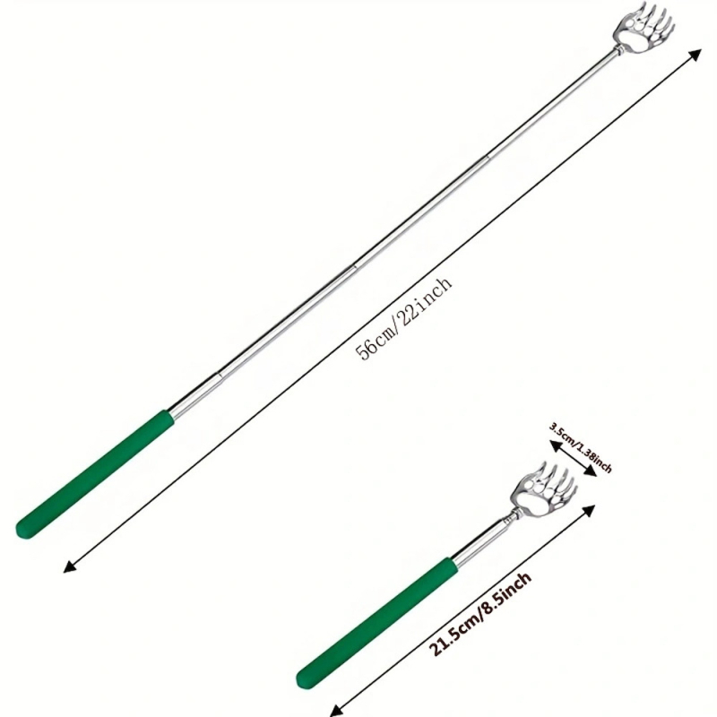 Τηλεσκοπικός ξύστρα για την πλάτη από ανοξείδωτο χάλυβα, σχέδιο αρκούδας-νύχι, μασάζ πλάτης