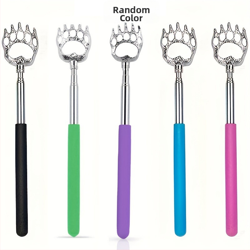 Τηλεσκοπικός ξύστρα για την πλάτη από ανοξείδωτο χάλυβα, σχέδιο αρκούδας-νύχι, μασάζ πλάτης