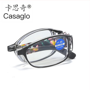 Skaitymo akiniai, sulankstomas modelis 1235, lęšiai iš dervos su anti-mėlynosios šviesos filtru, pilno rėmo iš PC, tinkami kvadratinio veido formos.