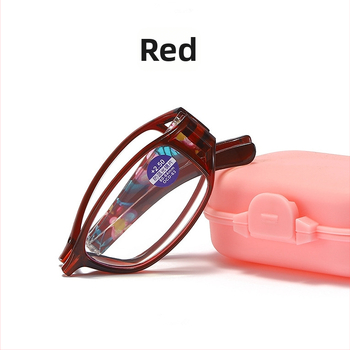 Skaitymo akiniai, sulankstomas modelis 1235, lęšiai iš dervos su anti-mėlynosios šviesos filtru, pilno rėmo iš PC, tinkami kvadratinio veido formos.