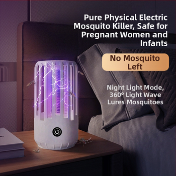 Uodų šviesos lemputė su UV vamzdeliu, dengiamas plotas 11–20 m², valdymo būdas: šviesos bangos ir elektros šokas, įkrovimas per 1 val., korpusas ABS