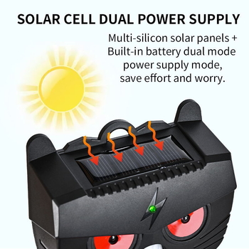 Išorinis ultragarso gyvūnų repelentas, gyvūno formos dizainas, saulės energija, Modelis 219A, dažnis 20K-45KHZ, galia 0.1W