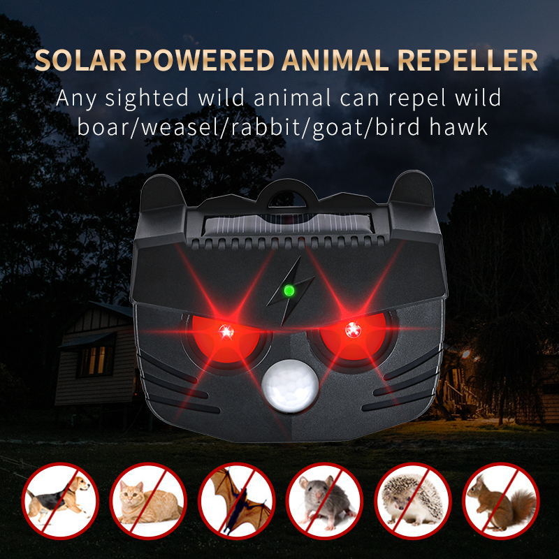 Išorinis ultragarso gyvūnų repelentas, gyvūno formos dizainas, saulės energija, Modelis 219A, dažnis 20K-45KHZ, galia 0.1W