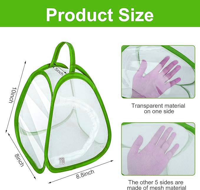 Kültéri pillangó ketrec - összecsukható, hordozható hálóval, fém + háló konstrukció, testreszabható, nyomtatás támogatott