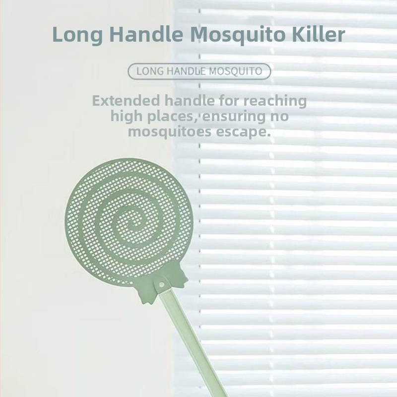 Домашна мухобойка с удължена пластмасова дръжка, удебелен лолипоп стил за мухите, комари и хлебарки; Материал: пластмаса; Персонализация: да; Нетоксично; Без аромат