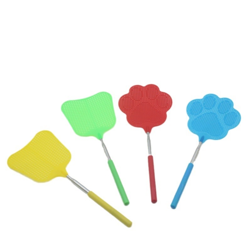 Plastikinė musės plaktukas su ištraukiamu ilgu rankena – lengvas, netoksiškas, bekvapės, paprastas stilius