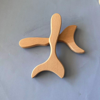 Дървен гуаша инструмент с форма на рибешка опашка, масажна пръчка от бук, преносим меридианен масаж, тегло около 180-230 g