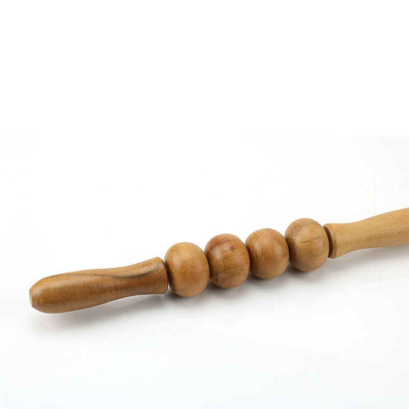 Fa hátmasszírozó négykerekes dizájnnal, kézben tartható, kör alakú fa rúd; Anyag: Fa • Tömeg: 120 • Egészségügyi masszázs • Logó testreszabás: Igen
