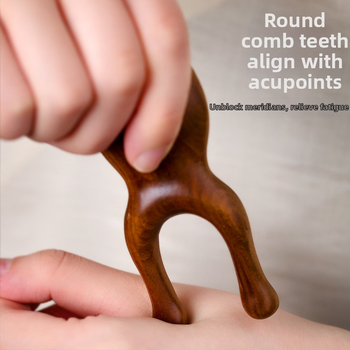 Ξύλινος μασάζ προσώπου και ματιών από σανδαλόξυλο και ροζ ξύλο, πολυλειτουργικός εργαλείο για μασάζ σε σημεία βελονισμού, μασάζ μύτης και γύρω από τα μάτια, μεσημβρινή χτένα, lifting προσώπου, μοντέρνο μινιμαλιστικό στυλ