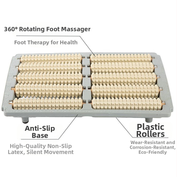 Ролкова масажна подложка за стъпала — (имитация на дърво, акупресия по точки, плоча за натиск с пръсти, ролкови топчета, 0.8 кг)