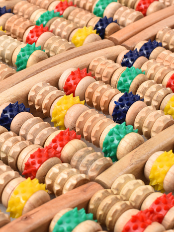 Дървен масажор за крак с ролков механизъм, пет реда, за домашна употреба, тегло 0,4 кг, марка One wood and one craftsman