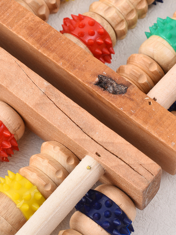 Дървен масажор за крак с ролков механизъм, пет реда, за домашна употреба, тегло 0,4 кг, марка One wood and one craftsman