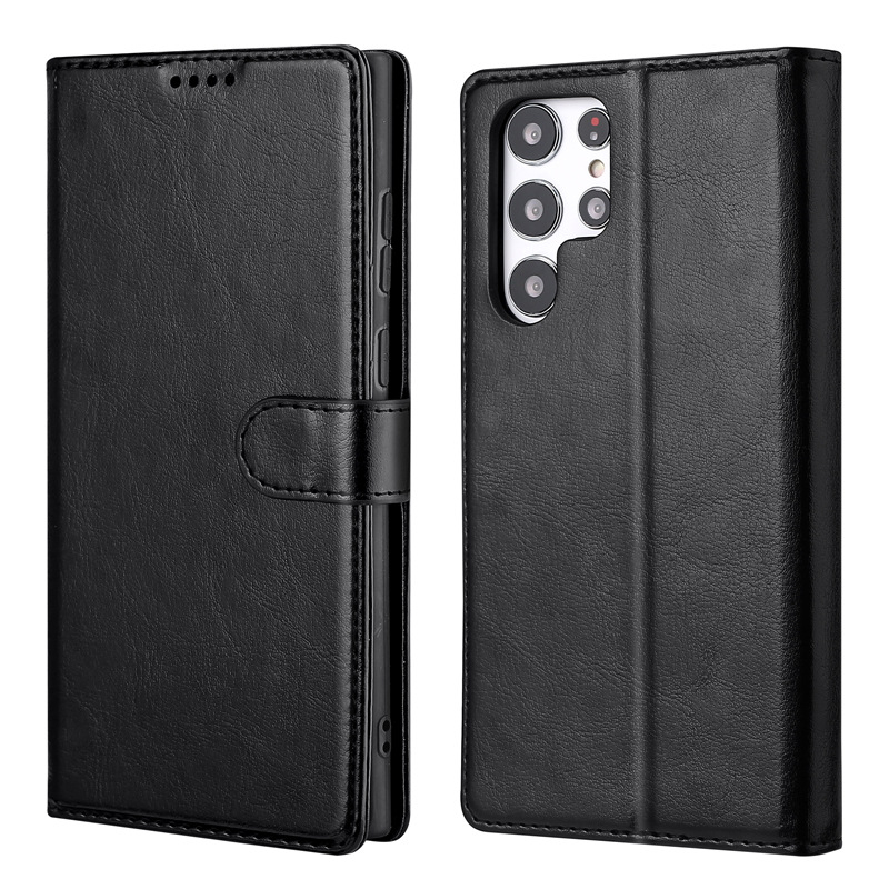 Husă din piele cu clapă și suport pentru iPhone 15/16 și Samsung S23U/S25; piele importată de înaltă calitate + TPU; prelucrare mecanică; suport pentru personalizare; protecție anti-cădere