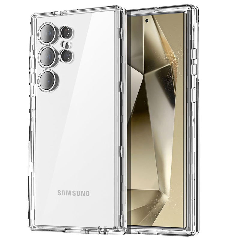 TPU vāciņš Samsung S24/S24 Ultra ar pilnu objektīva aizsardzību, triecienizturīgs, pret pirkstu nospiedumiem, karstā presēšana