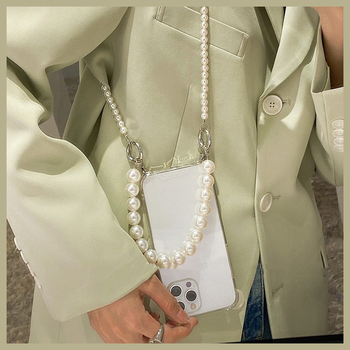 Yongyu λουράκι λαιμού με μεγάλες χάντρες μαργαριριού για TPU θήκη iPhone — συμβατό με iPhone X, 8 Plus, 7, XR, 11, 12 Pro Max