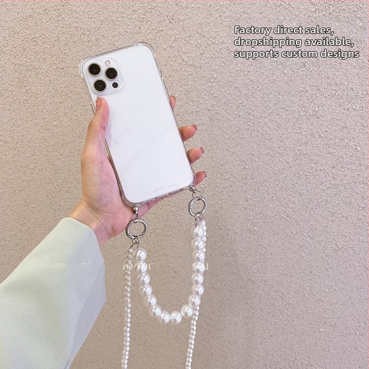 Yongyu lanyard s veľkými perlami pre TPU obal na iPhone – kompatibilný s iPhone X, 8 Plus, 7, XR, 11, 12 Pro Max