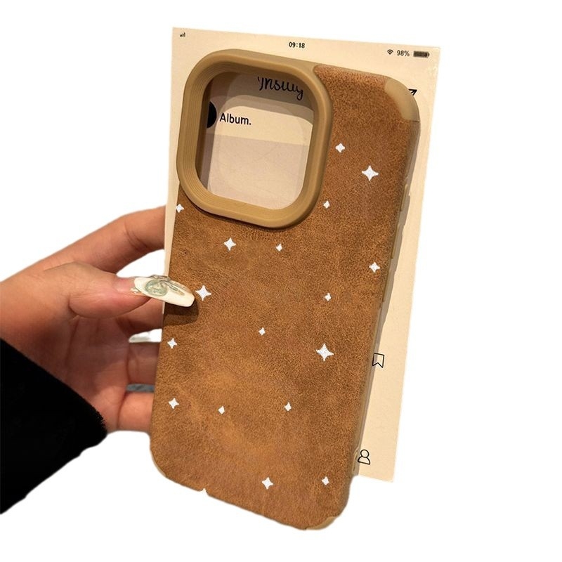 Ochranný kryt z TPU kože s hviezdičkovým vzorom pre iPhone 14 Pro Max — odolný proti pádom, proti oderu a proti odtlačkom prstov