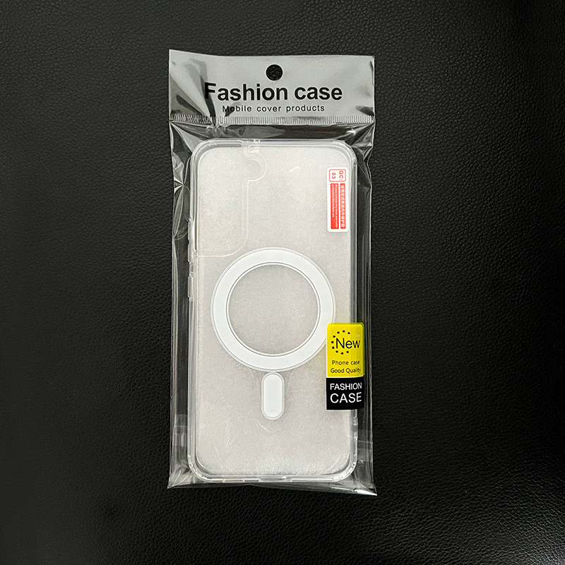 MagSafe dėklas Samsung S23/S22 Ultra, 2-in-1 akrilas+TPU, atsparus kritimui, skaidrus, su reljefu