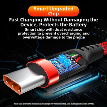 Плетен 3-в-1 кабел за данни с Type-C, Lightning и Micro USB, 5V/3A бързо зареждане