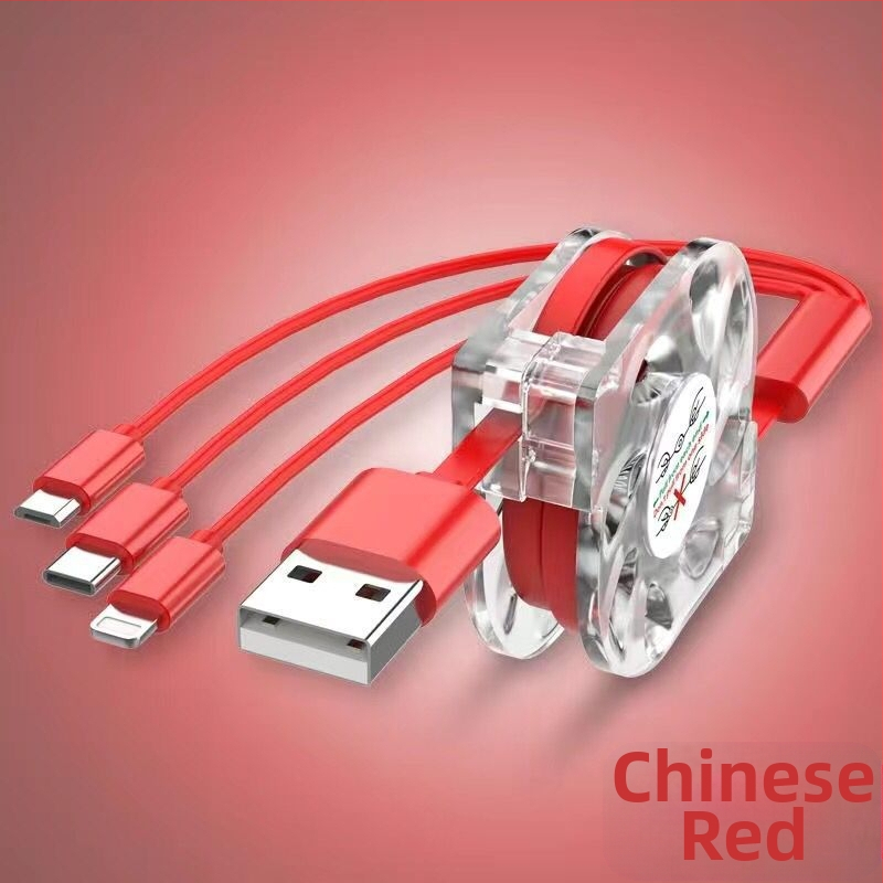 Vysúvací silikónový dátový kábel so tromi konektormi (Mini USB, Lightning, Type-C) – 1–3 výstupy, rýchlonabíjanie.