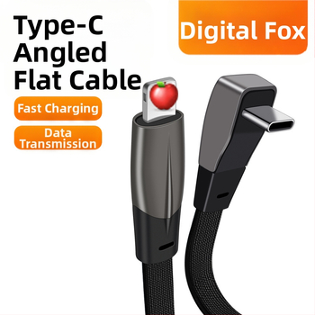 USB-C automobiliui kabelis su dviem kištukais, plokščiu laidu, greita įkrova