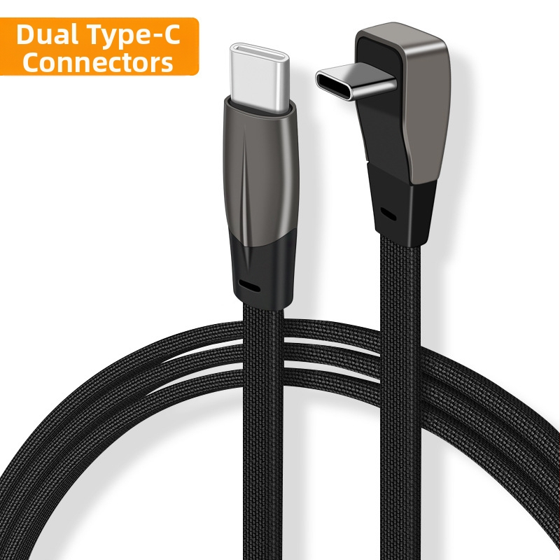 USB-C automobiliui kabelis su dviem kištukais, plokščiu laidu, greita įkrova