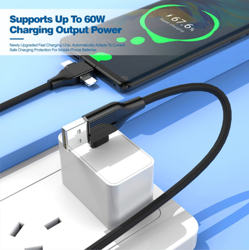 Кабел за данни с бързо зареждане и множество интерфейси: Lightning, USB-C и Mini USB, алуминиева сплав, максимум 30W, 1-5 конектора