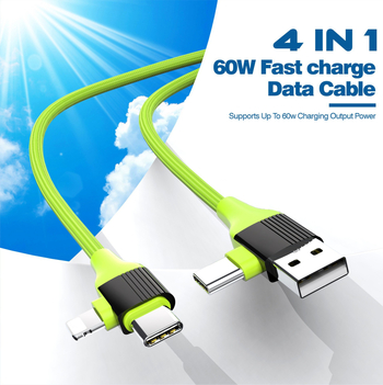 Кабел за данни с бързо зареждане и множество интерфейси: Lightning, USB-C и Mini USB, алуминиева сплав, максимум 30W, 1-5 конектора