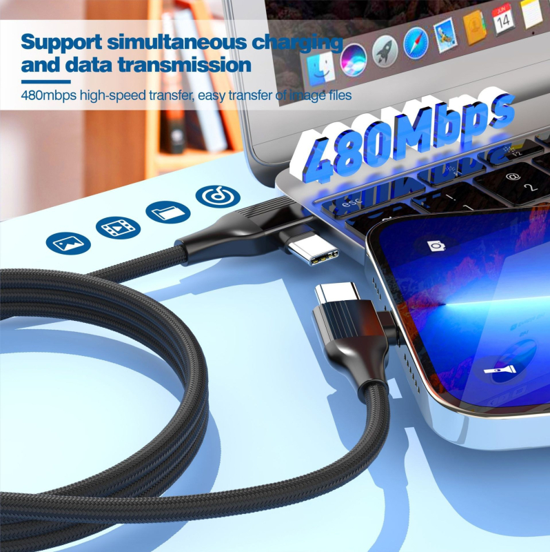 Кабел за данни с бързо зареждане и множество интерфейси: Lightning, USB-C и Mini USB, алуминиева сплав, максимум 30W, 1-5 конектора