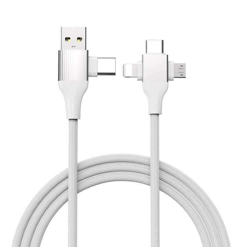 Кабел за данни с бързо зареждане и множество интерфейси: Lightning, USB-C и Mini USB, алуминиева сплав, максимум 30W, 1-5 конектора