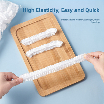 Vienreizējs elastīgs plastmasas pārklājums bļodām un traukiem – ledusskapja atlikumiem, putekļu aizsardzība un smaržu novēršana