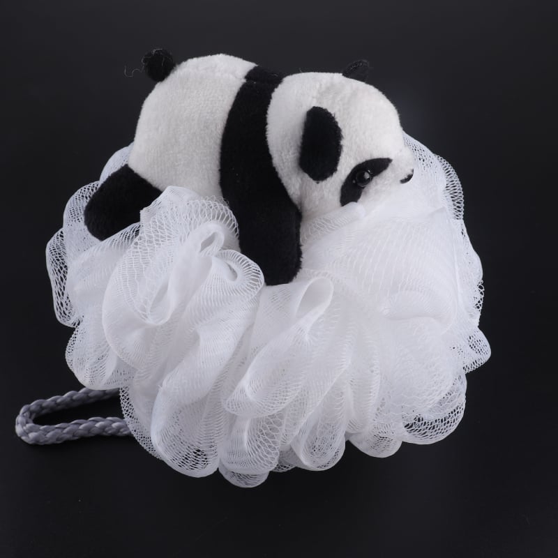 Vonių kamuoliukas panda formos, minkštas, universalus naudojimas; PE medžiaga, putojantis tinklas, 300 vnt.