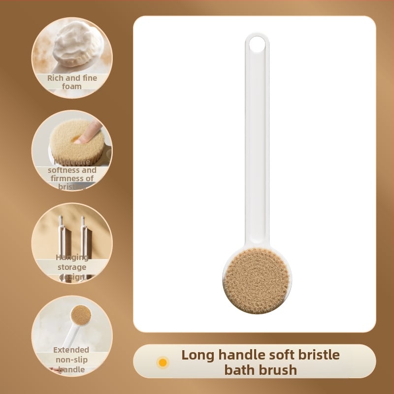 Laibei Vonios šepetys su ilga rankena — minkštos šereliai, nugaros šepetėlis ir masažas, daugiafunkcinis valymo šepetys