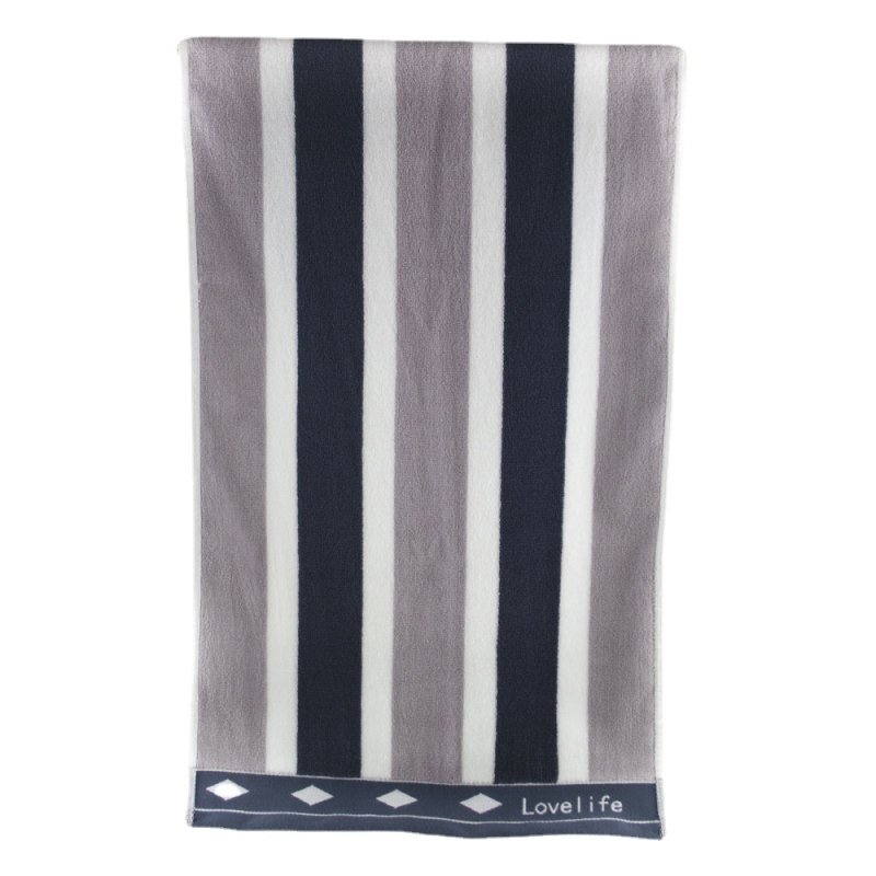 Vonios rankšluostis iš 100% medvilnės, dryžuotas, storesnis, labai sugeriantis, be pūkelių; siūlai 32s, Jacquard audinys, 140-170 g