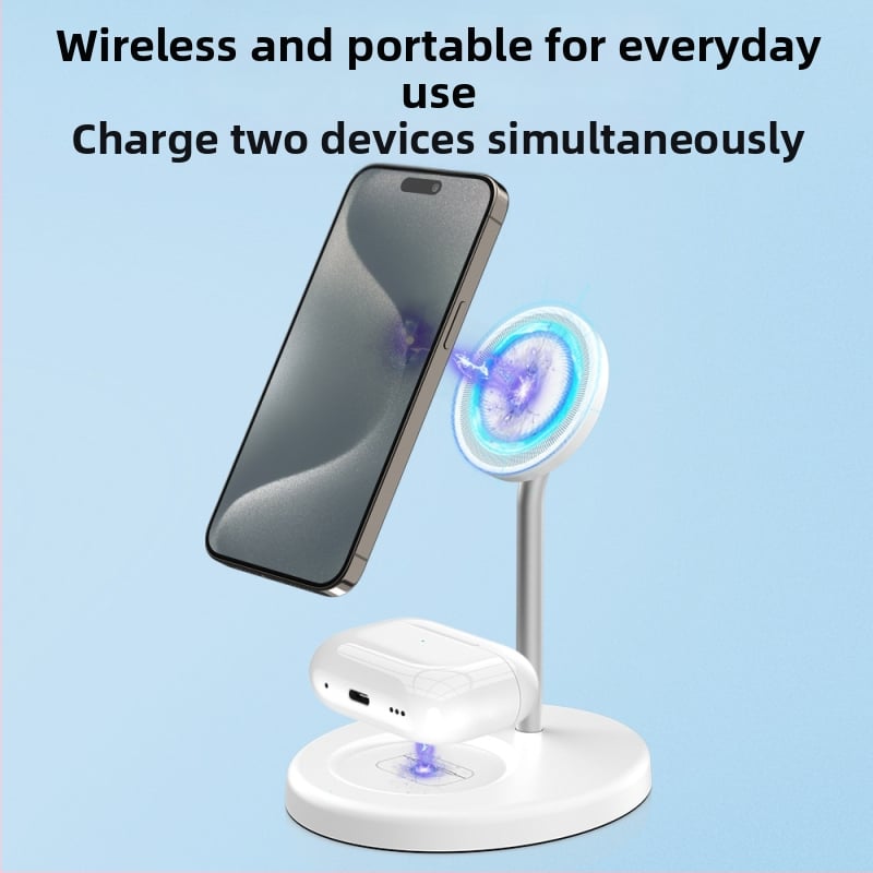 Magnetinis belaidis įkroviklis automobiliui Qi2 – 3-in-1 greitas įkrovimas AirPods ir ausinėms, 35W