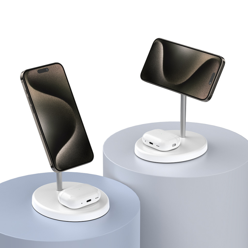 Magnetinis belaidis įkroviklis automobiliui Qi2 – 3-in-1 greitas įkrovimas AirPods ir ausinėms, 35W