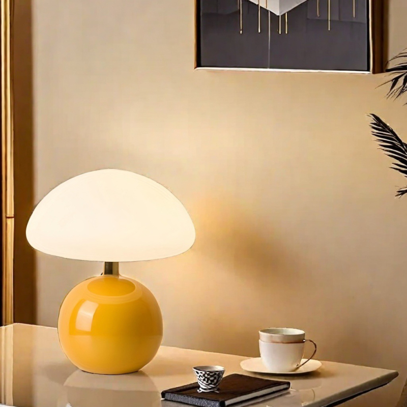 Φωτιστικό γραφείου με μοτίβο μανιταριού, κεραμική βάση, απλός και μοντέρνος βορειοευρωπαϊκός σχεδιασμός, φωτισμός προστασίας ματιών, μοντέλο YUH-MGD, τάση ≤36V, πιστοποίηση CE