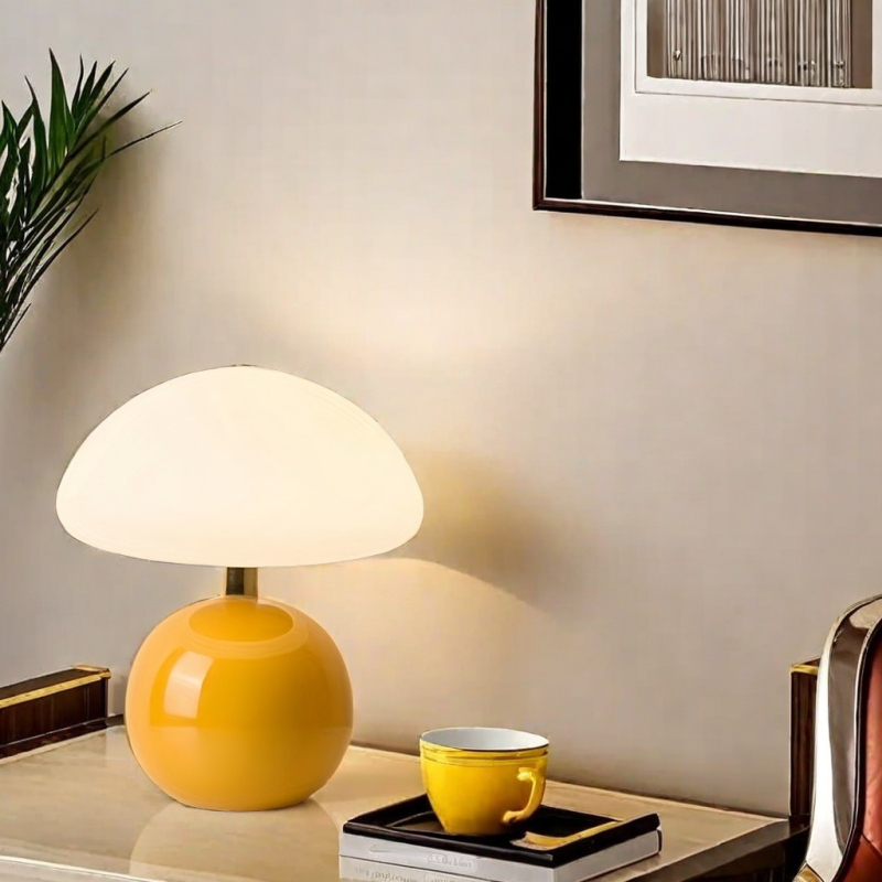 Φωτιστικό γραφείου με μοτίβο μανιταριού, κεραμική βάση, απλός και μοντέρνος βορειοευρωπαϊκός σχεδιασμός, φωτισμός προστασίας ματιών, μοντέλο YUH-MGD, τάση ≤36V, πιστοποίηση CE