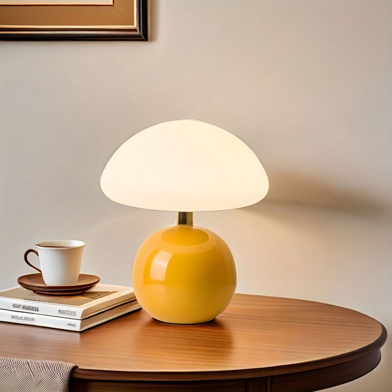 Φωτιστικό γραφείου με μοτίβο μανιταριού, κεραμική βάση, απλός και μοντέρνος βορειοευρωπαϊκός σχεδιασμός, φωτισμός προστασίας ματιών, μοντέλο YUH-MGD, τάση ≤36V, πιστοποίηση CE