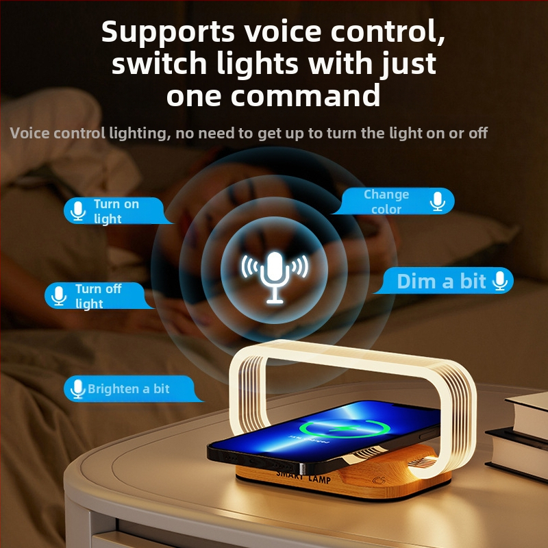 Manjia wr06c Akrilinė naktinė lemputė šalia lovos su balso valdymu, belaidė greito įkrovimo – šiuolaikinio minimalistinio stiliaus, CE sertifikatas