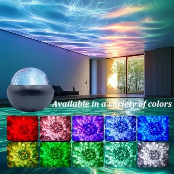 Επιτραπέζιο προβολικό φως με κυματισμούς νερού, σφαίρα κρυστάλλου και προβολή ουρανού με αστέρια, τροφοδοσία USB, τηλεχειριστήριο