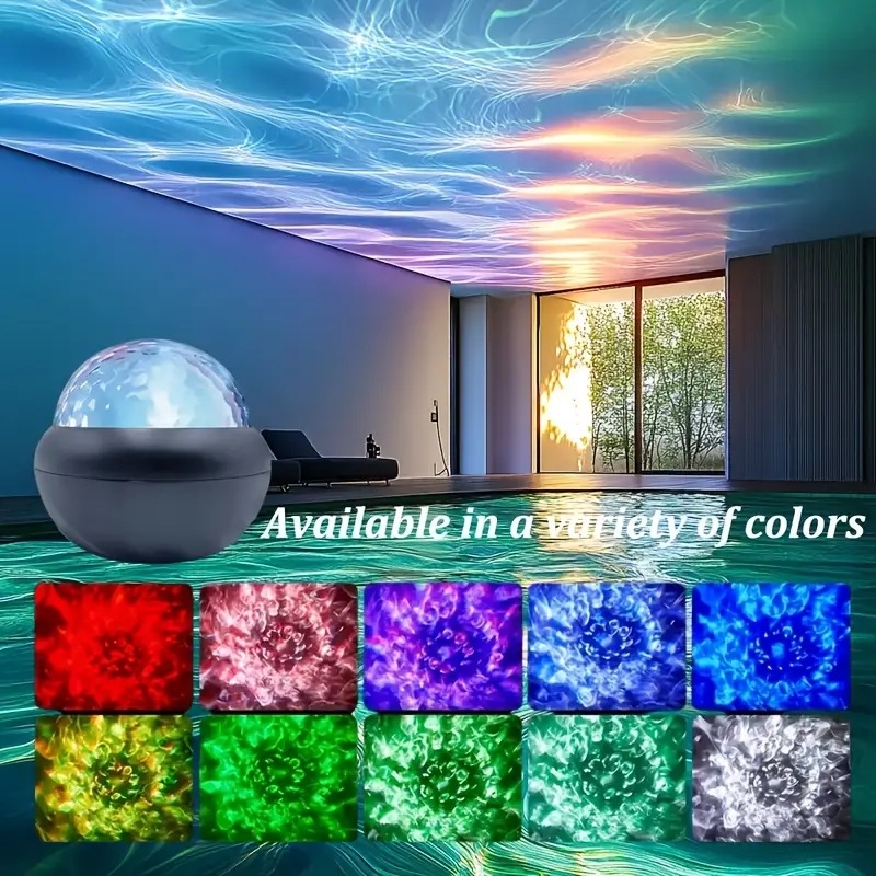 Επιτραπέζιο προβολικό φως με κυματισμούς νερού, σφαίρα κρυστάλλου και προβολή ουρανού με αστέρια, τροφοδοσία USB, τηλεχειριστήριο