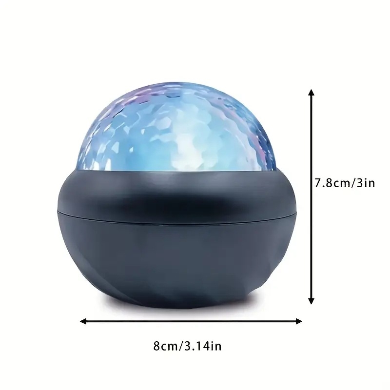 Επιτραπέζιο προβολικό φως με κυματισμούς νερού, σφαίρα κρυστάλλου και προβολή ουρανού με αστέρια, τροφοδοσία USB, τηλεχειριστήριο
