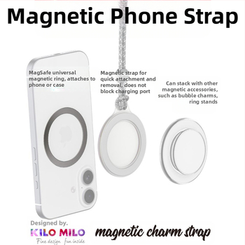 KILO MILO MagSafe magnetinis laikiklis ir žiedas krepšio pakabinimui, skaidrus dizainas, plastmasos medžiaga, bendras stilius