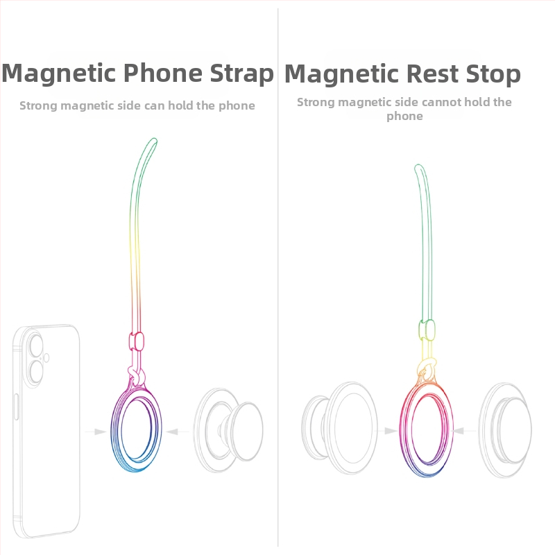 KILO MILO MagSafe магнитна стойка и пръстен за закачване на чанта, прозрачен дизайн, пластмасов материал, общ стил