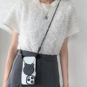 Lanac za telefon s magnetskim brzim otpuštanjem i rotirajućim kukama; materijal: magnet + ABS; nosivost: 5 kg; težina: 64,5 g; kompatibilan s iPhone 16 i Huawei.